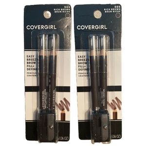 2/Packs CoverGirl Easy Breezy Fill & Define Pencils + Sharpener. Rich Brown